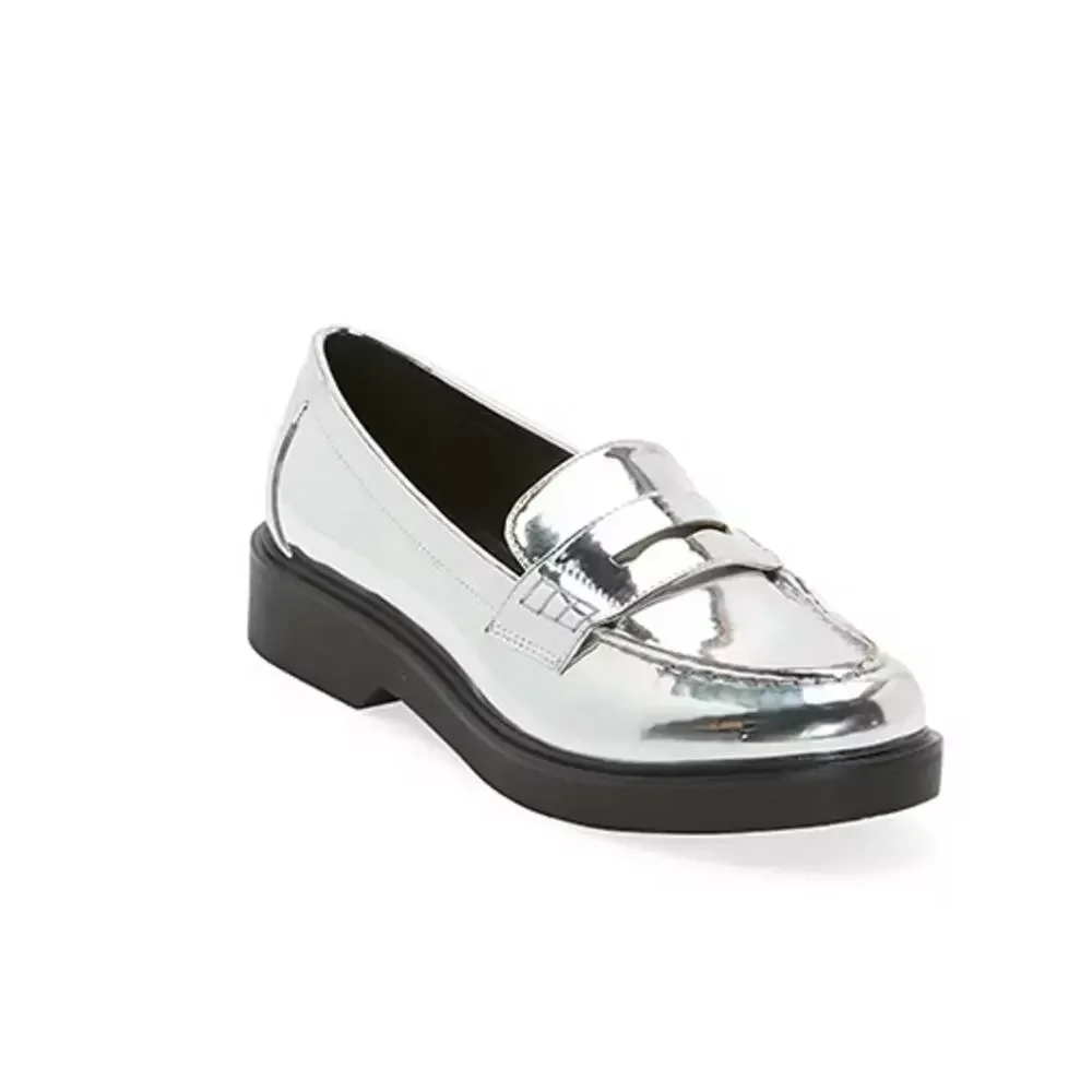 Worthington Ellen Womens Round Closed Toe Loafers Silver Size 6M